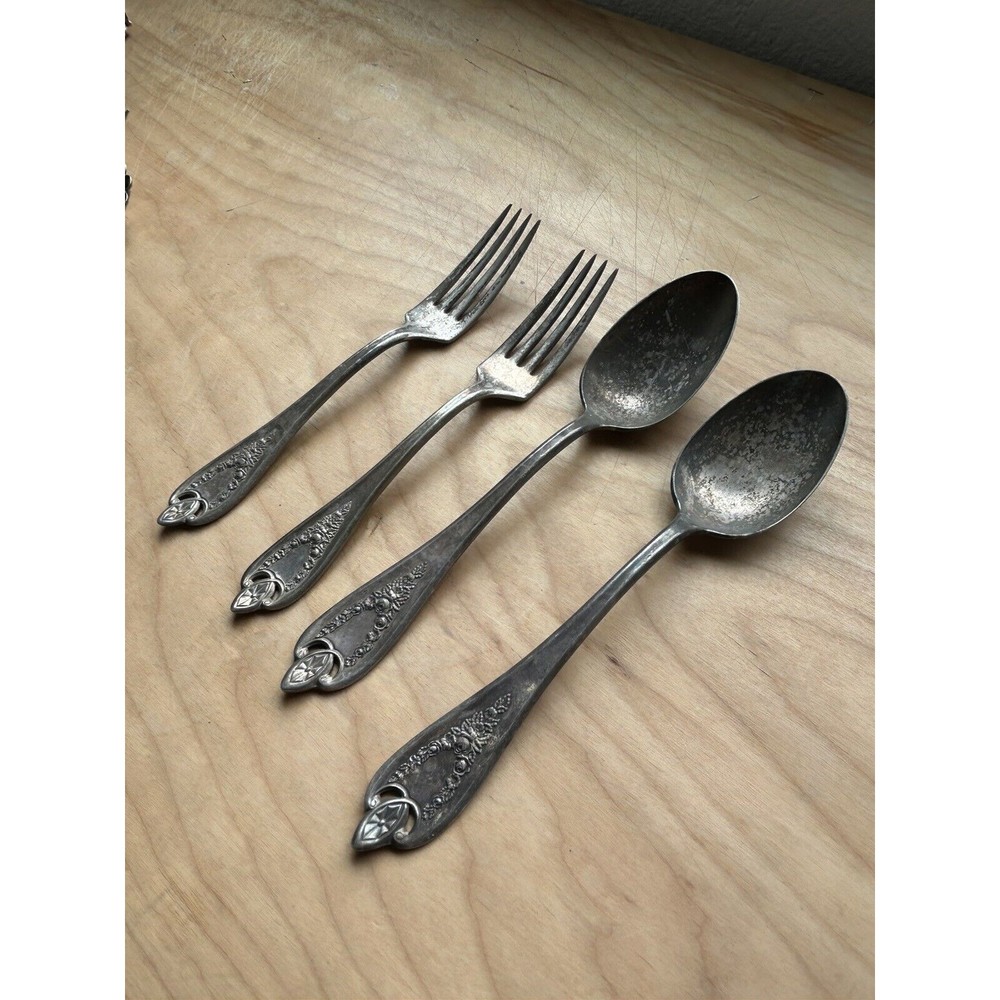 Old Colony Silverplate 1847 Rogers Bros. 2 SERVING Spoon 2 Forks XS Trip…